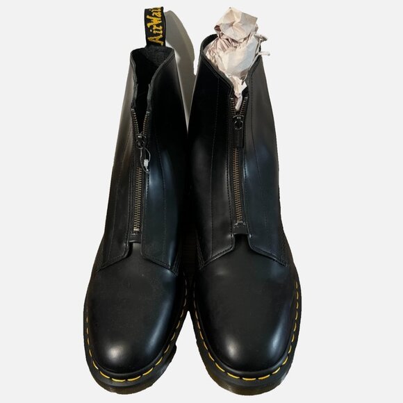 NEW Dr Martens Black Leather Boots Cabbott Polished Smooth Zip Up Men's 14 - Picture 4 of 8